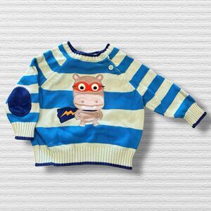 Gymboree 2013 Super Hippo Pullover Sweater Size 6-12 Months Blue Green